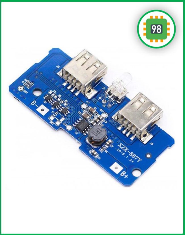 ماژول پاور بانک با دو خروجی 1A و 2A بدون نمایشگر مدل JX-887Y