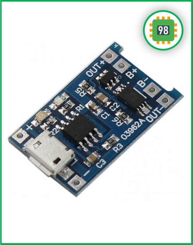 ماژول شارژر باطری لیتیومی TP4056 سه چیپ میکرو USB